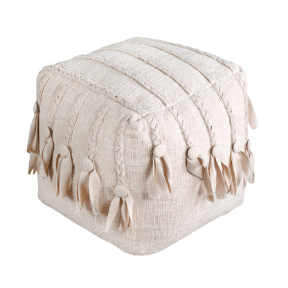 AUDUBON  POUF - IVORY - HAND MADE - COTTON