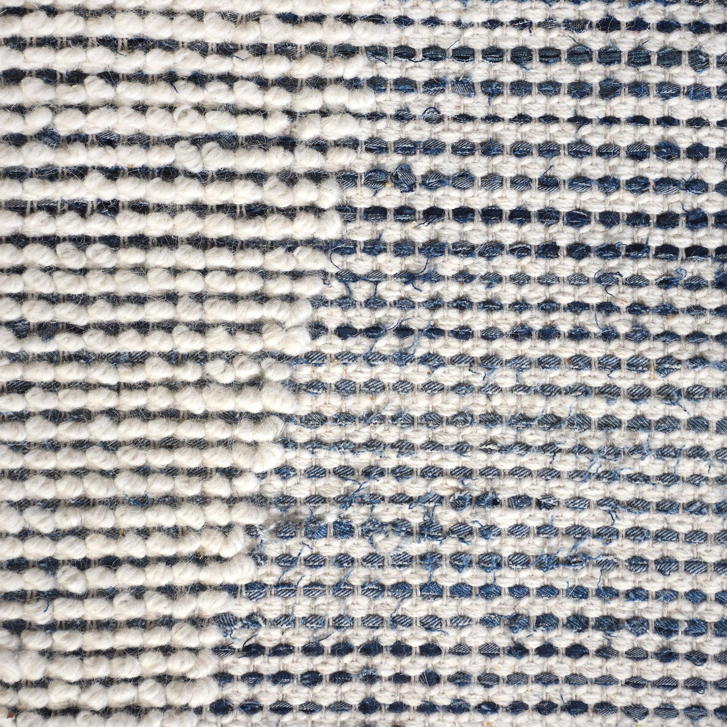 BANKSIA RUG - IVORY/BLUE - HAND WOVEN - COTTON DENIM/WOOL