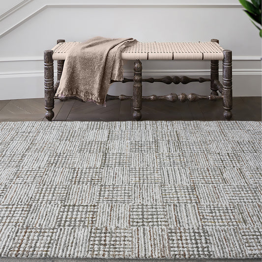 BARNW RUG - IVORY/BEIGE - DENIM/COTTON - HAND TUFTED