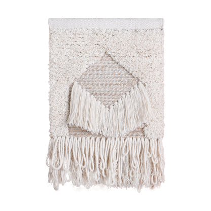 BASCOV WALL HANGING - NATURAL/IVORY - HAND WOVEN - JUTE + WOOL