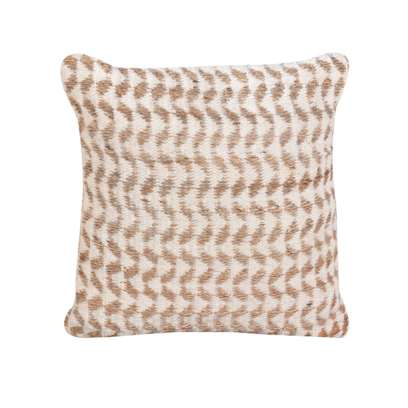 Basento Cushion, 45x45 cm, Natural, Natural White, Jute, Wool, Hand Woven, Pitloom, Flat Weave