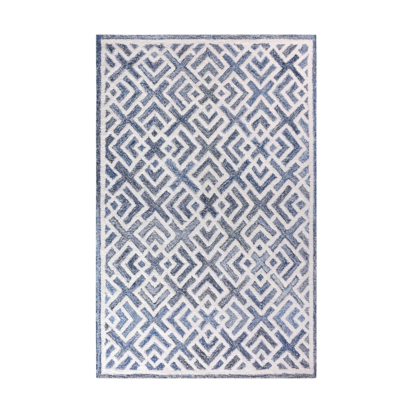 BOESMAN-III RUG - BLUE/IVORY - HAND TUFTED - COTTON DENIM/WOOL