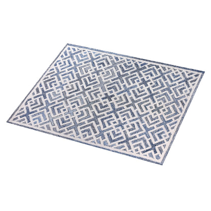 BOESMAN-III RUG - BLUE/IVORY - HAND TUFTED - COTTON DENIM/WOOL
