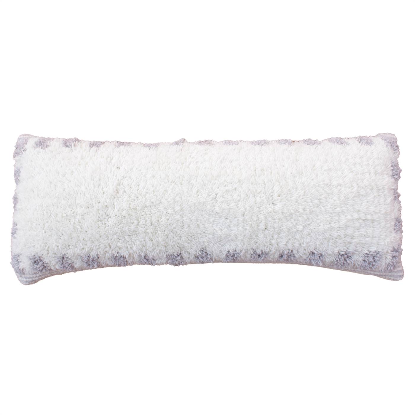 Brayden Lumber Cushion, 36x91 cm, Natural White, Grey, Wool, Hand Woven, Pitloom, All Cut