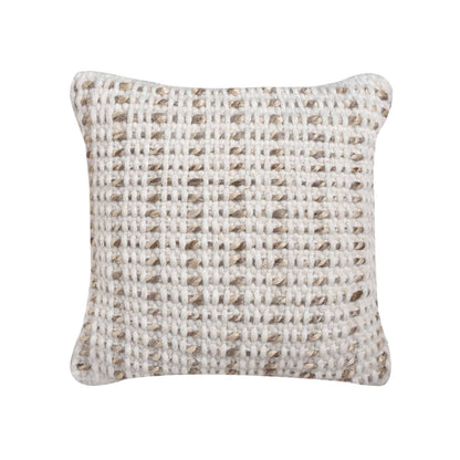 Brenda Cushion, 45x45 cm, Natural, Natural White, Wool, Jute, Hand Woven, Pitloom, Flat Weave 