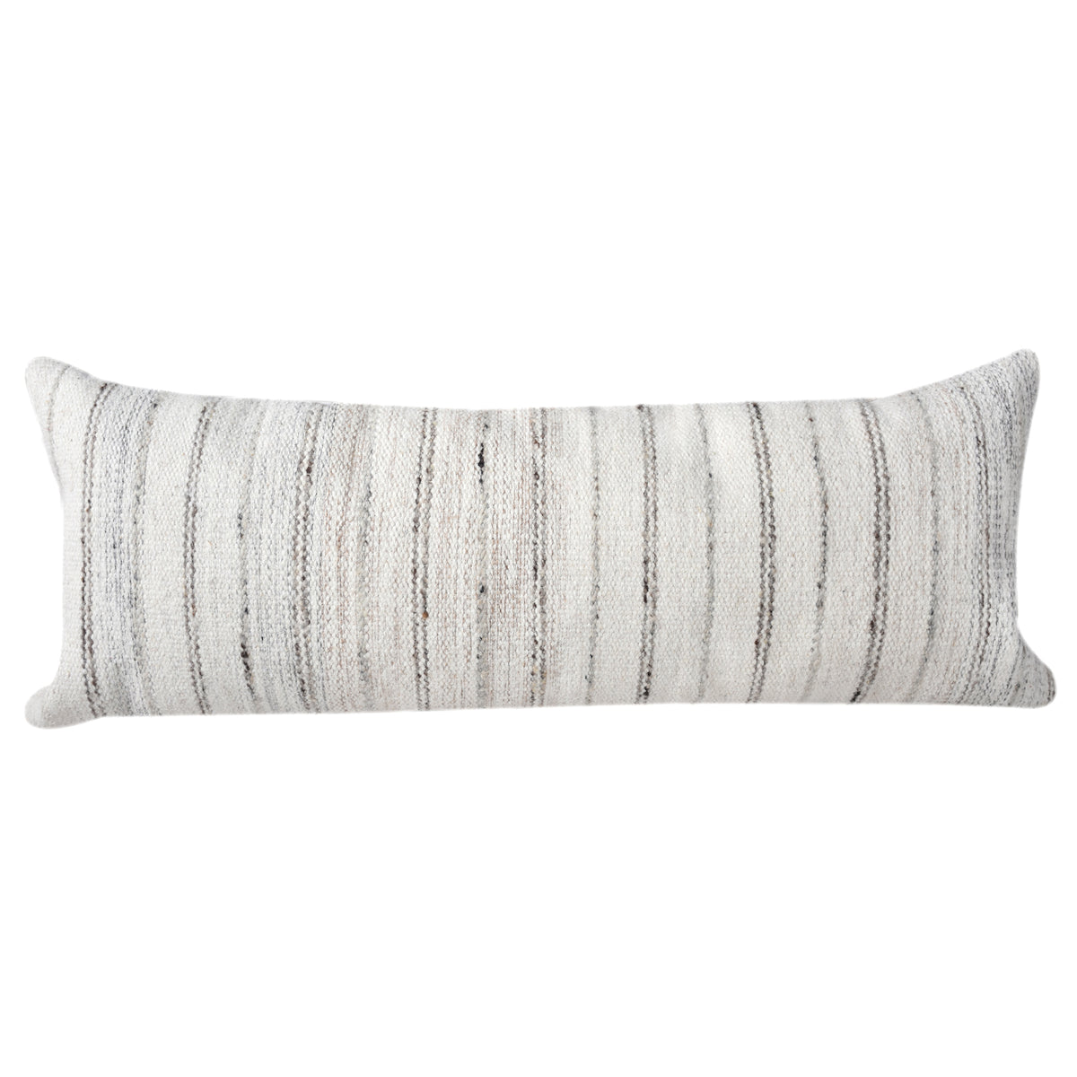 BRUCK LUMBER CUSHION - IVORY/GREY - HANDWOVEN - WOOL/POLYESTER
