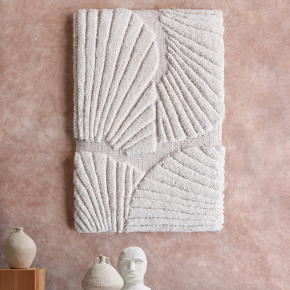 CAETANO WALL ART - IVORY - HAND WOVEN/OVER TUFTED - WOOL & MDF