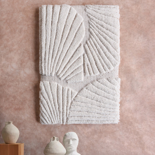 CAETANO WALL ART - IVORY - HAND WOVEN/OVER TUFTED - WOOL & MDF