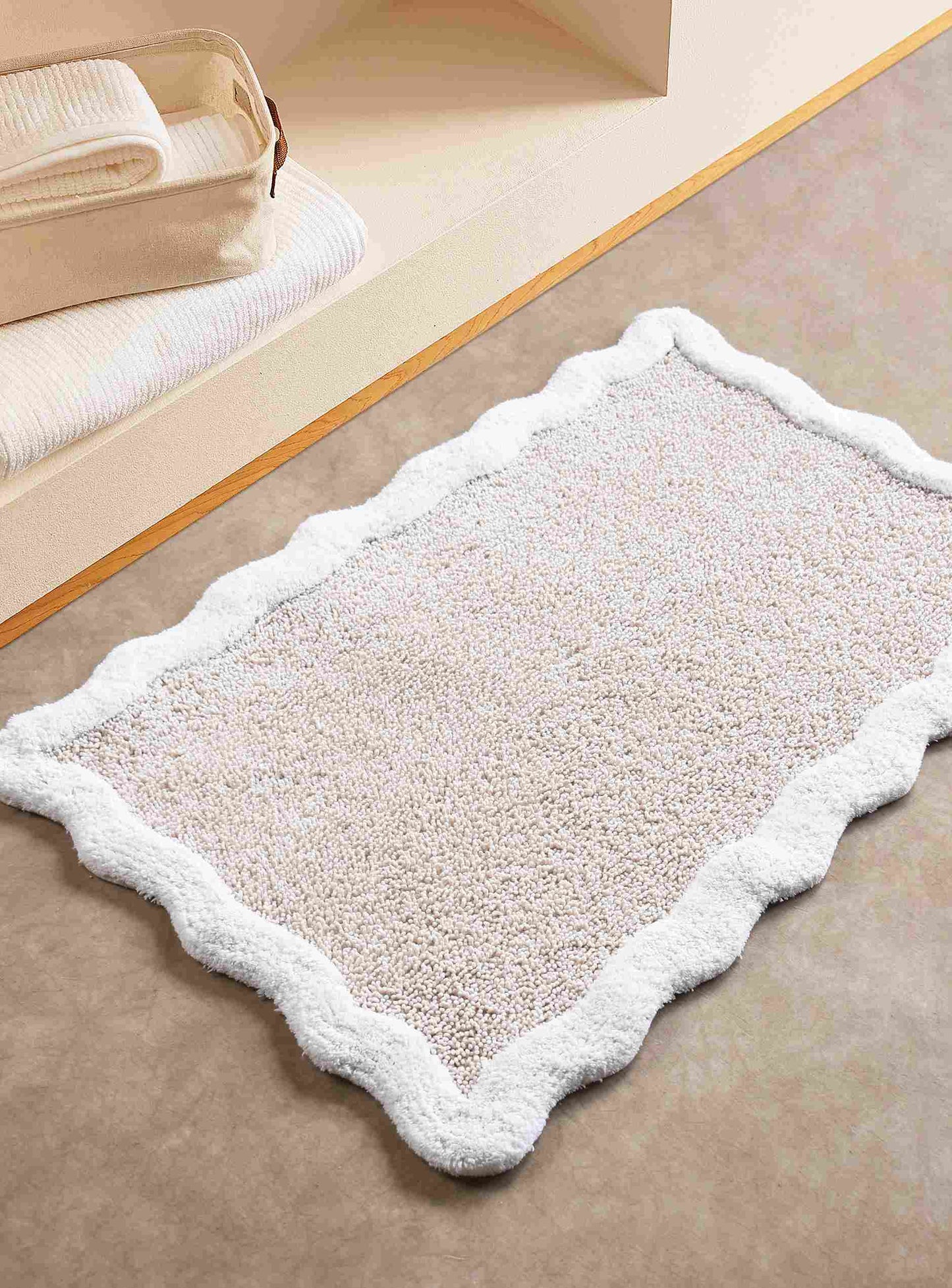 CANITAR BATH RUG - NATURAL/IVORY - COTTON/COTTON CHENILLE- TABLE TUFTED