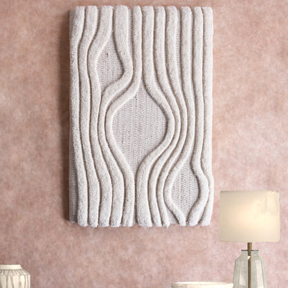 CARAPIC WALL ART - IVORY - HAND WOVEN/OVER TUFTED - WOOL & MDF
