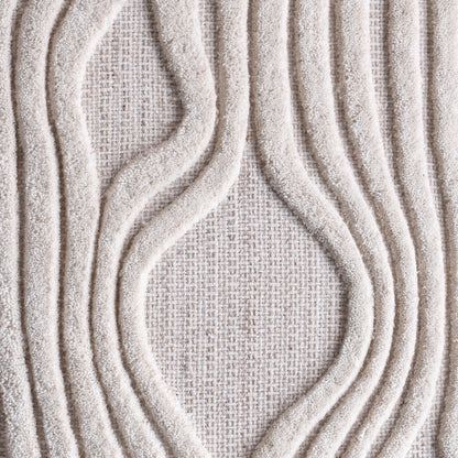 CARAPIC WALL ART - IVORY - HAND WOVEN/OVER TUFTED - WOOL & MDF