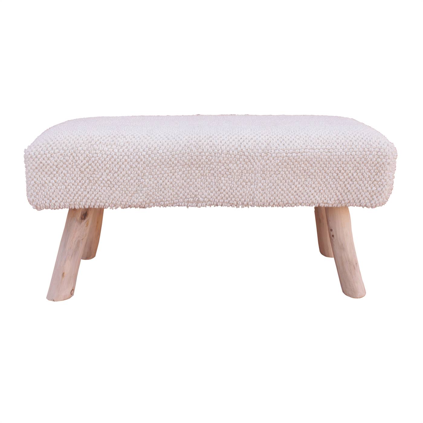 Cavern Bench, 80x30x40 cm, Natural White, Wool, Hand Woven, Handwoven, All Loop