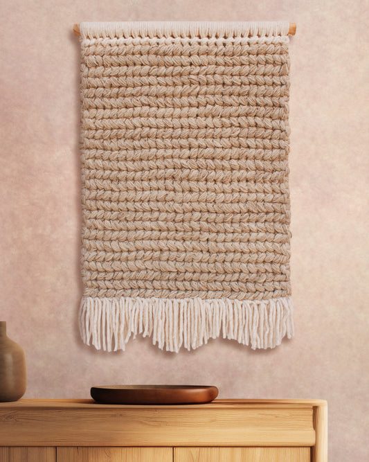 CERNAV WALL HANGING - BEIGE/IVORY - HAND KNITTED - WOOL