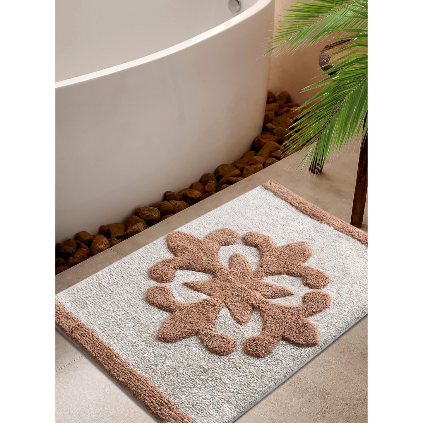 CINTSA BATH RUG - IVORY/BEIGE - TABLE TUFTED - COTTON