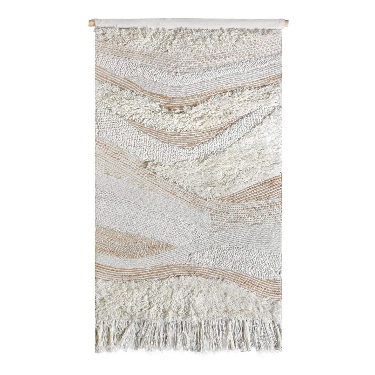 CROSSWALL WALL HANGING - IVORY/NATURAL - HAND MADE - WOOL + JUTE