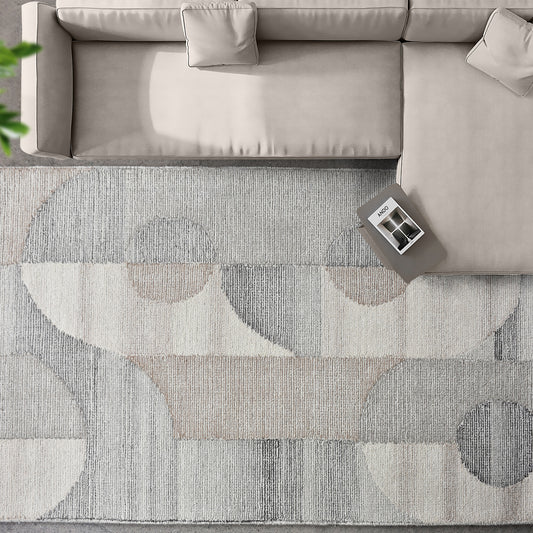 CUINI RUG - IVORY/BEIGE/GREY - WOOL - HAND WOVEN, OVER TUFTED