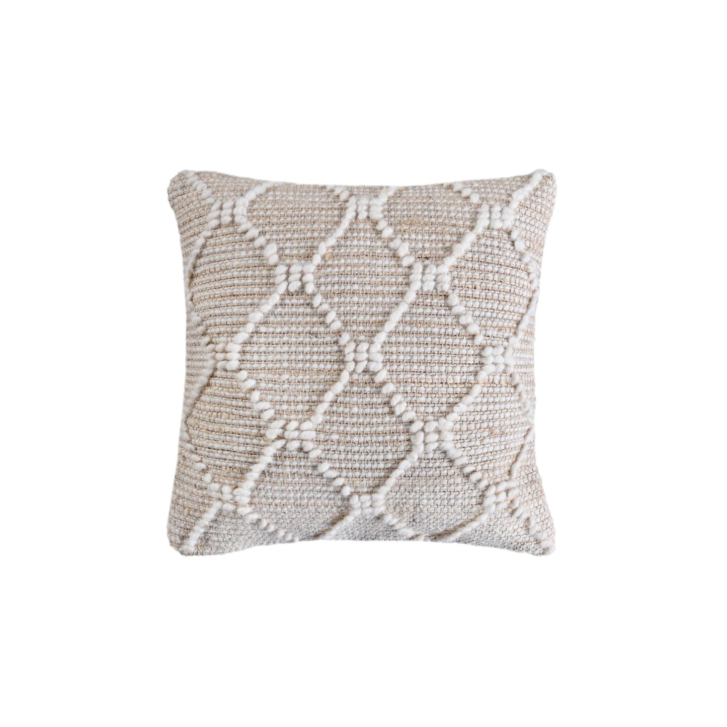 CALLIZTO CUSHION - JUTE/WOOL - NATURAL/IVORY - HANDWOVEN