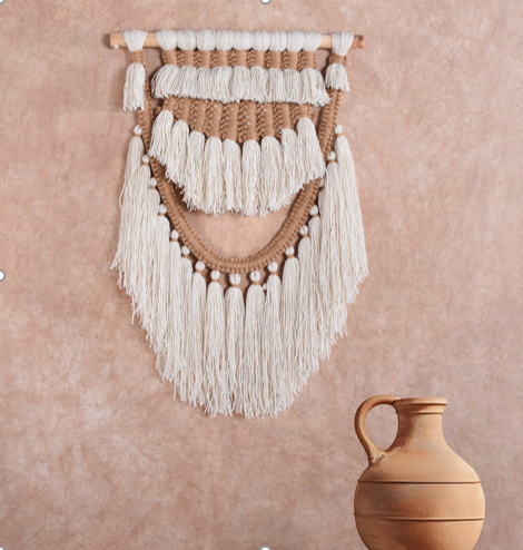 KOSCIUS WALL HANGING - IVORY/NATURAL - HAND KNITTED - WOOL + JUTE