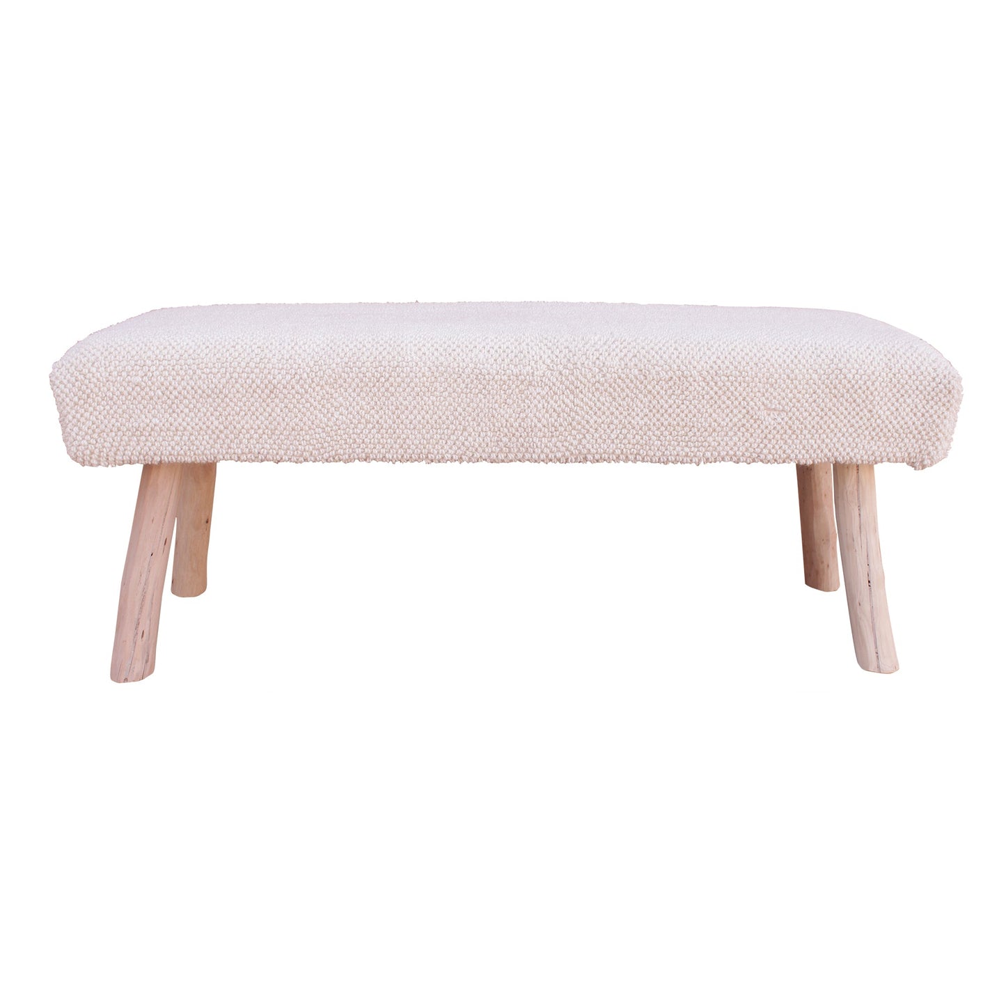 Cavern Bench, 80x30x40 cm, Natural White, Wool, Hand Woven, Handwoven, All Loop