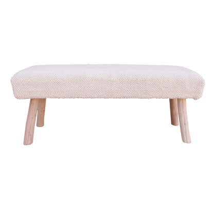 Cavern Bench, 80x30x40 cm, Natural White, Wool, Hand Woven, Handwoven, All Loop