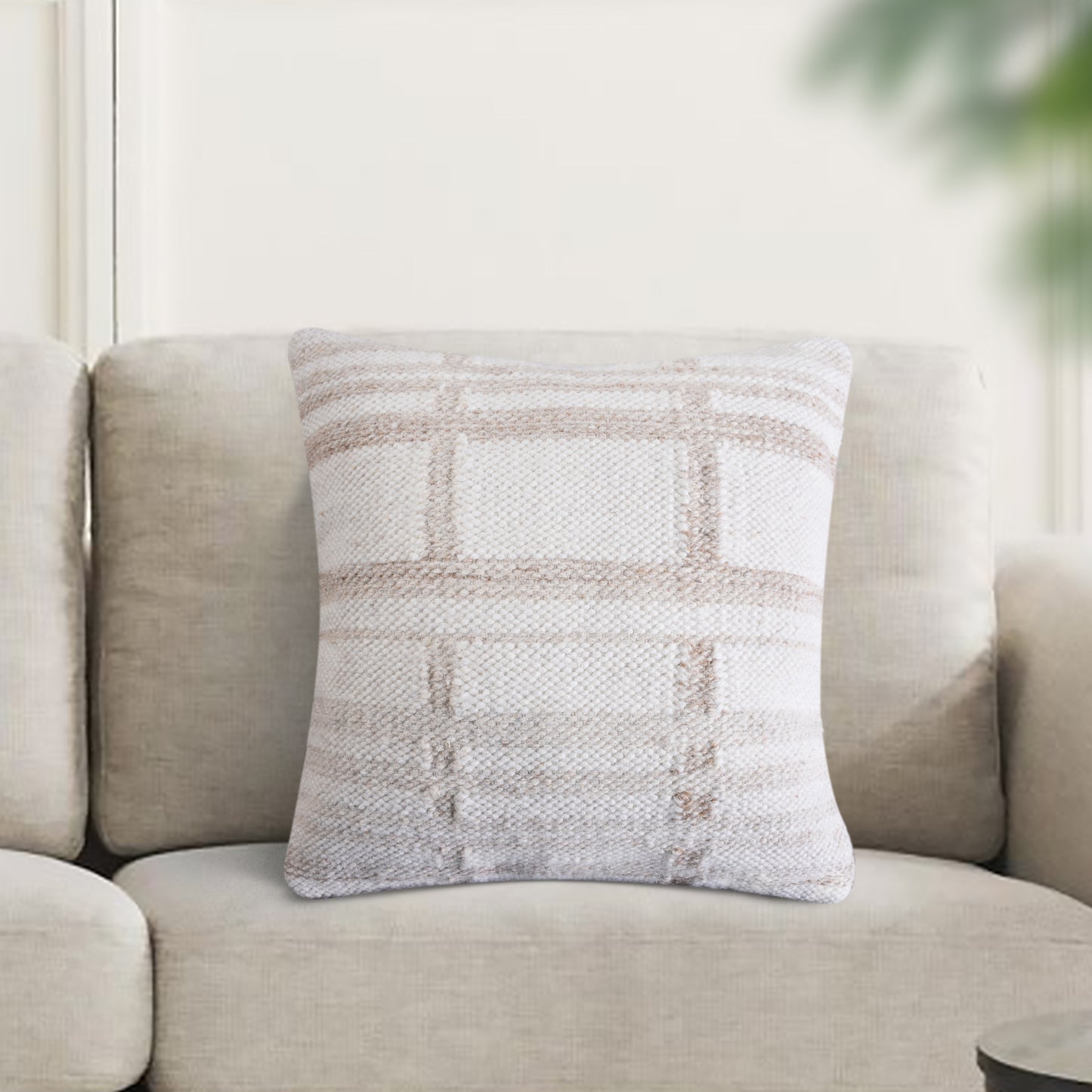 CHAMBERLAIN CUSHION - WOOL - IVORY - HANDWOVEN
