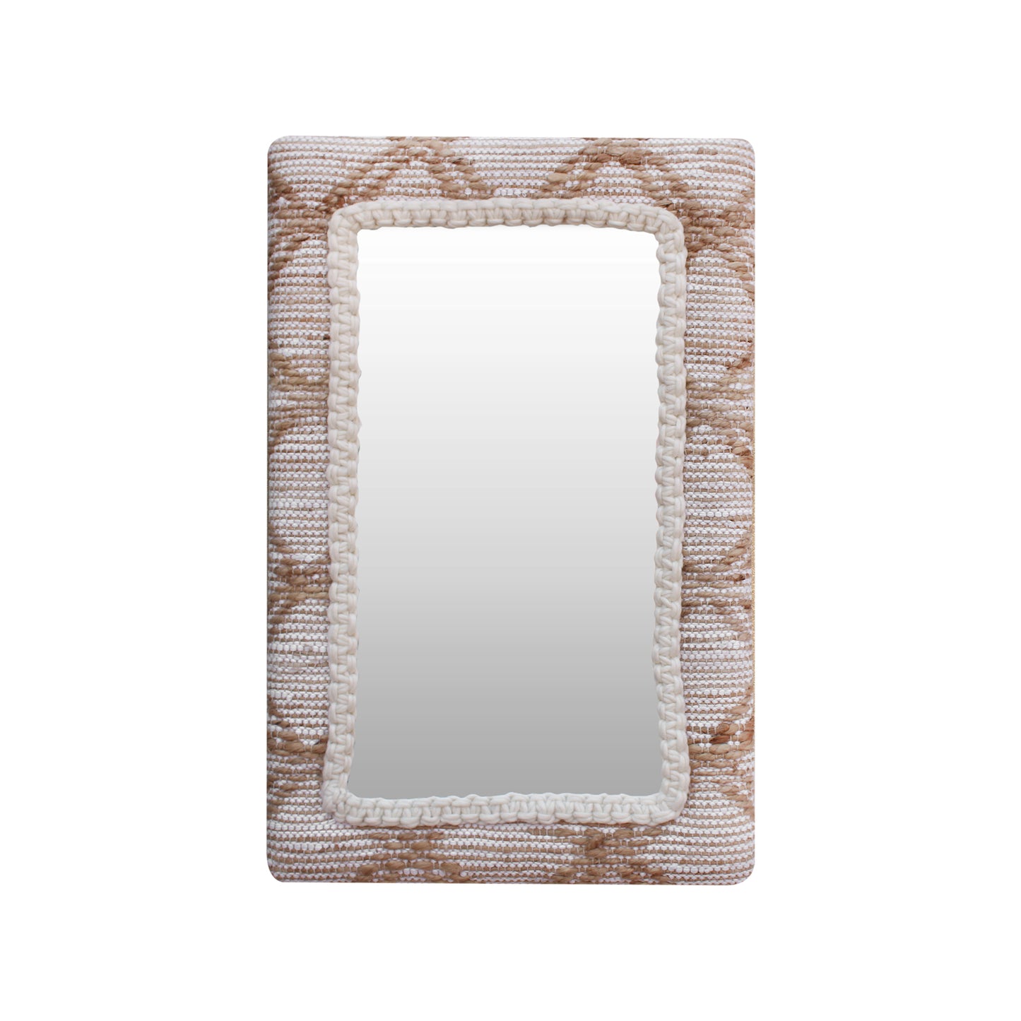 COLONARIE-II WALL MIRROR - IVORY/NATURAL - HAND WOVEN - JUTE + NZ WOOL + COTTON RAG  & MDF