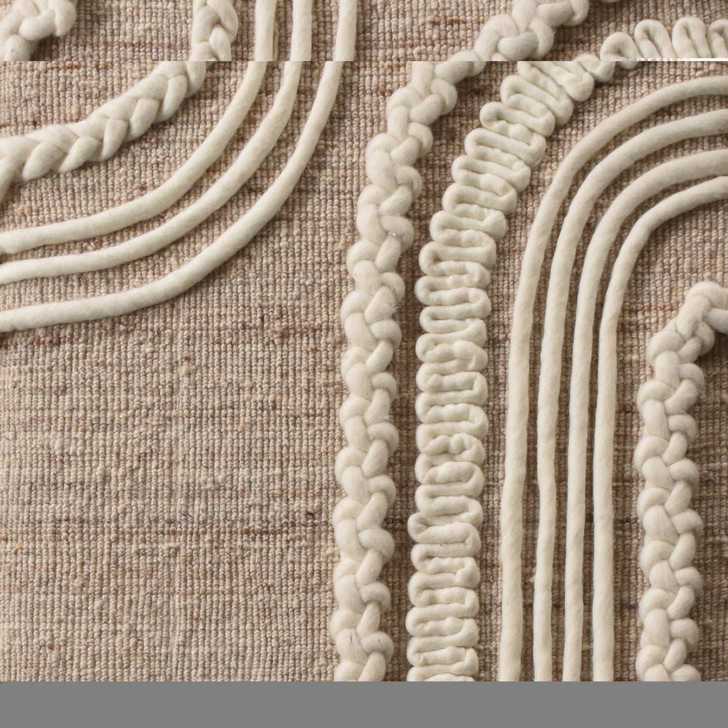 DARIN WALL ART AND LAMAS WALL ART - BEIGE-IVORY/IVORY - HAND WOVEN / OVER TUFTED - WOOL & MDF