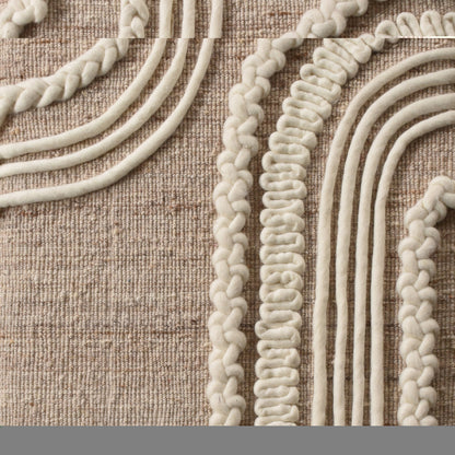 DARIN WALL ART AND LAMAS WALL ART - BEIGE-IVORY/IVORY - HAND WOVEN / OVER TUFTED - WOOL & MDF