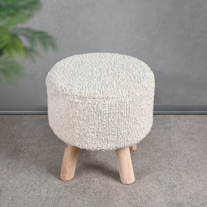 DARYA STOOL - IVORY - HAND WOVEN - WOOL