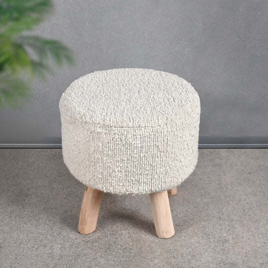 DARYA STOOL - IVORY - HAND WOVEN - WOOL