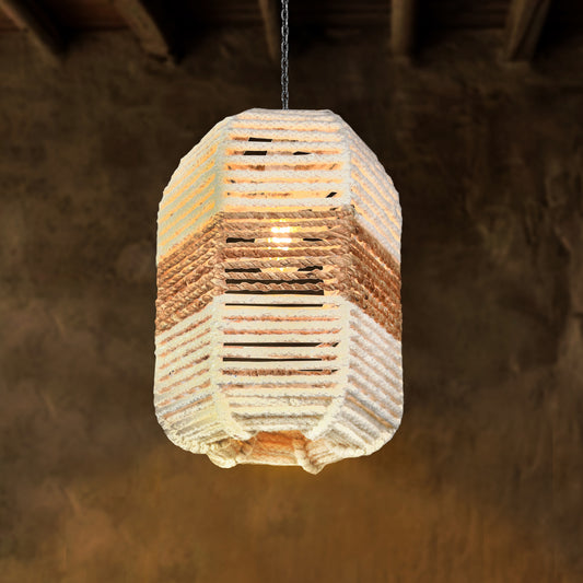 DHROIM-II LAMP - IVORY/NATURAL - HAND MADE - JUTE/WOOL