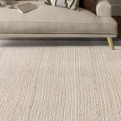 DRYSDALE RUG - WOOL/COTTON SALVAGE - IVORY - HAND WOVEN