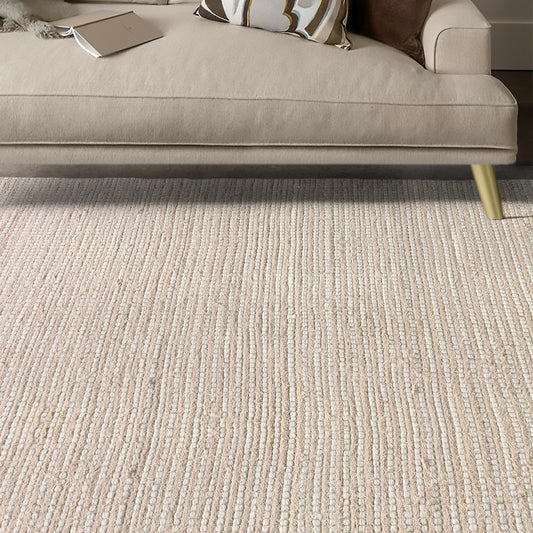 DRYSDALE RUG - WOOL/COTTON SALVAGE - IVORY - HAND WOVEN