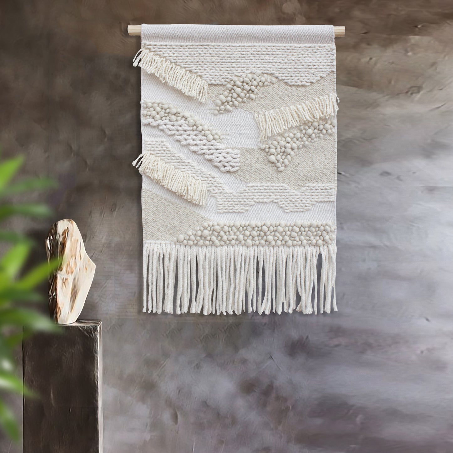 FONTEM WALL HANGING - IVORY - HAND WOVEN - WOOL