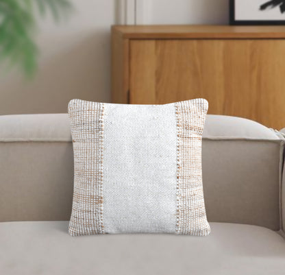 GAMBON CUSHION - JUTE/WOOL - IVORY/NATURAL - HANDWOVEN