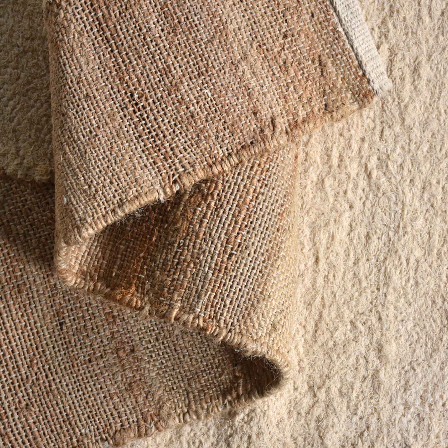 GROUSE RUG - NATURAL/ IVORY - JUTE/COTTON SALVAGE - HANDWOVEN