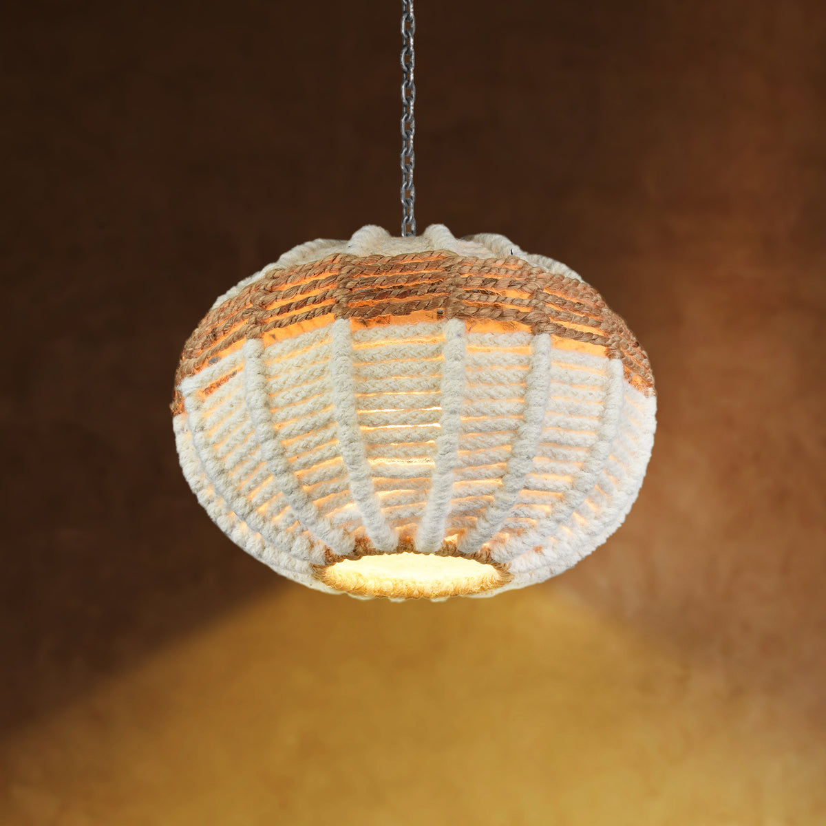 GUARUJA LAMP - IVORY/NATURAL - HAND MADE - WOOL DORI + JUTE