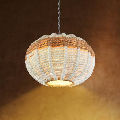GUARUJA LAMP - IVORY/NATURAL - HAND MADE - WOOL DORI + JUTE