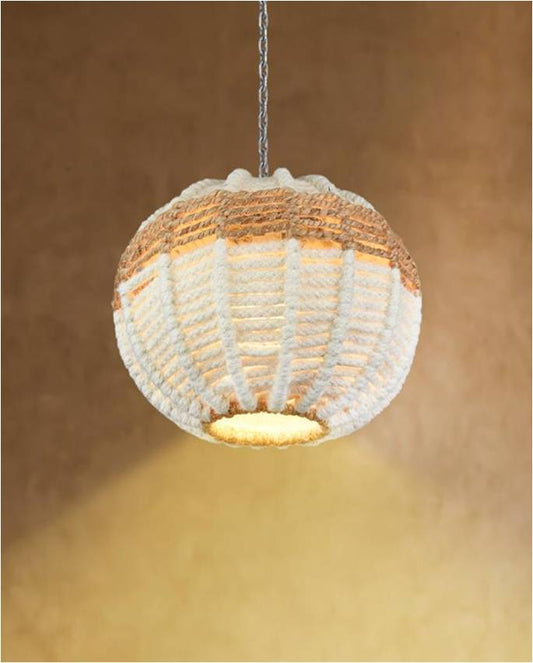 GUARUJA LAMP - IVORY/NATURAL - HAND MADE - WOOL DORI + JUTE