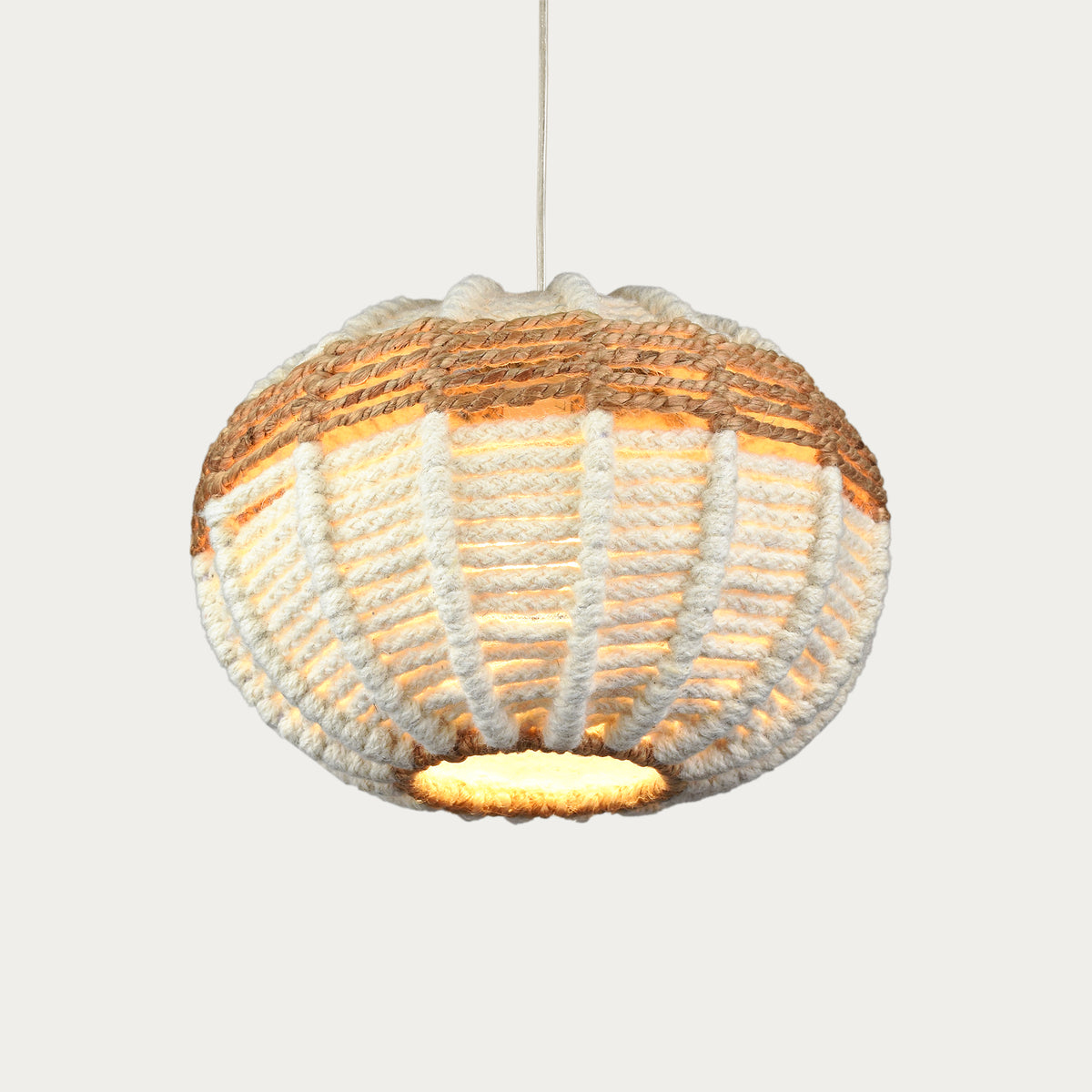 GUARUJA LAMP - IVORY/NATURAL - HAND MADE - WOOL DORI + JUTE