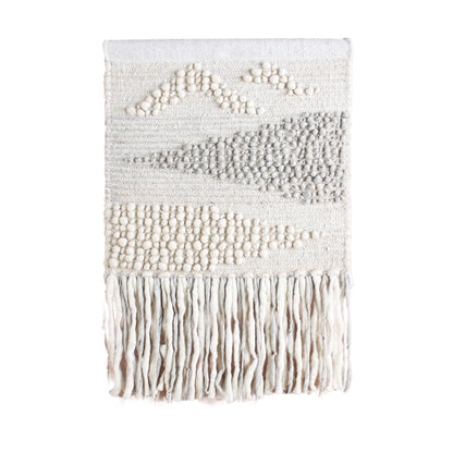 HUNEDO WALL HANGING - IVORY/GREY - HAND WOVEN - WOOL + COTTON SALVAGE
