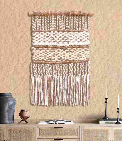 HOLAR WALL HANGING - NATURAL/IVORY - HAND KNITTED - JUTE + WOOL