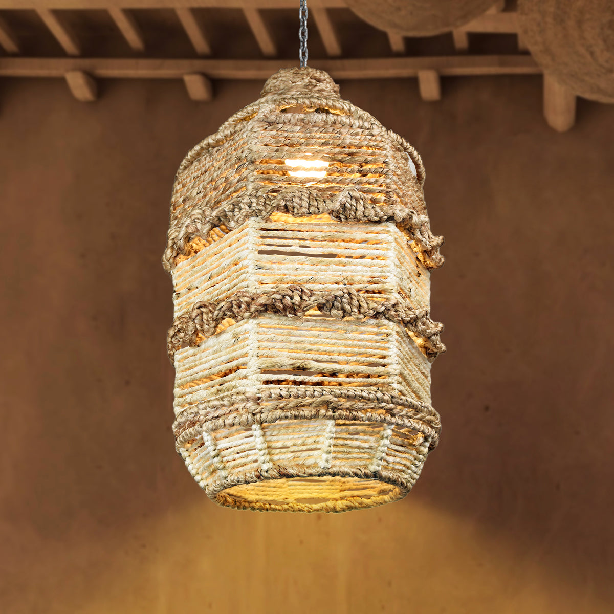 INUBIA LAMP - IVORY/NATURAL - HAND MADE - JUTE