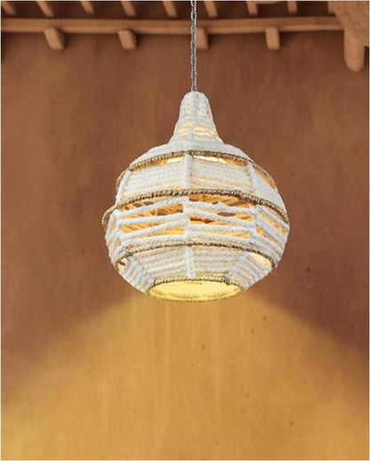 JUNQUEIR LAMP - IVORY/NATURAL - HAND MADE - WOOL DORI + JUTE