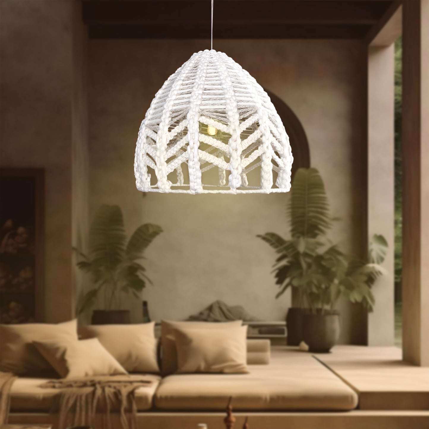 KAMARKA LAMP - IVORY/GREY - HAND MADE - WOOL/NZ WOOL