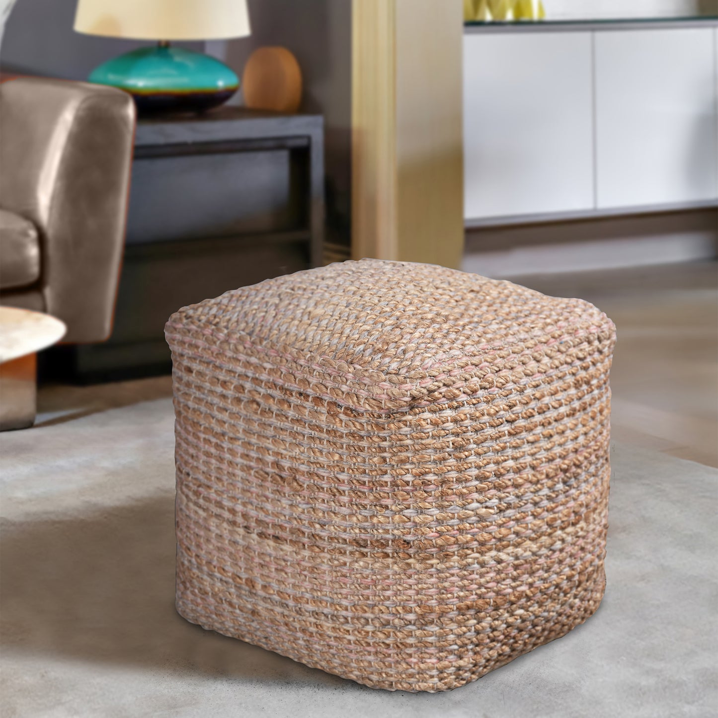 KIHNU POUF - JUTE/ WOOL POLYESTER BLEND