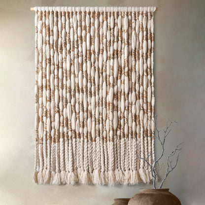 LEYERS WALL HANGING - IVORY/NATURAL - HAND KNITTED - WOOL + JUTE