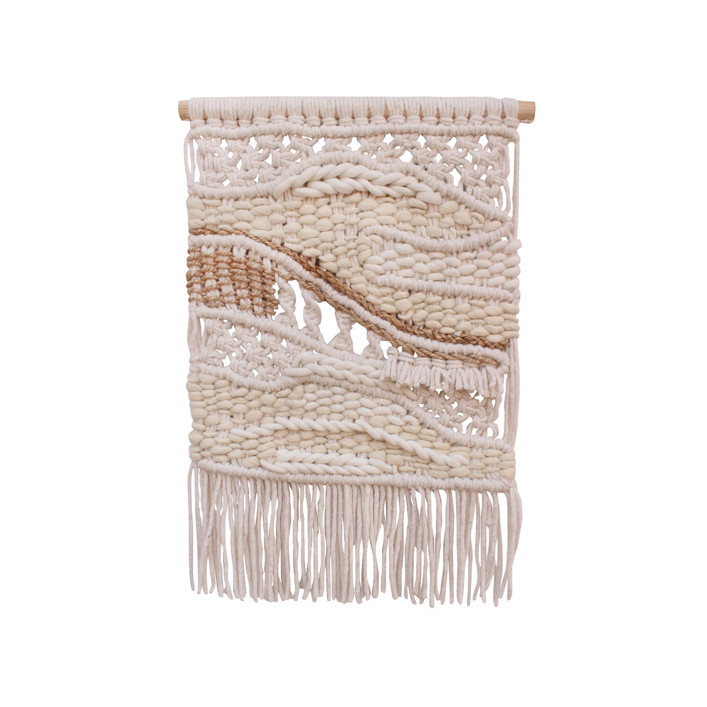 LOMASA WALL HANGING - IVORY/NATURAL - HAND KNITTED -  JUTE + WOOL