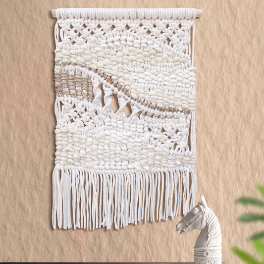 LOMASA WALL HANGING - IVORY/NATURAL - HAND KNITTED -  JUTE + WOOL