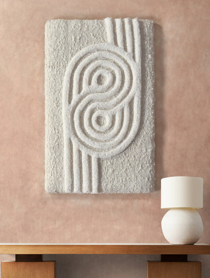 MISGAV WALL ART - AND MAMEDOT WALL ART - IVORY - HAND WOVEN/OVER TUFTED - WOOL & MDF